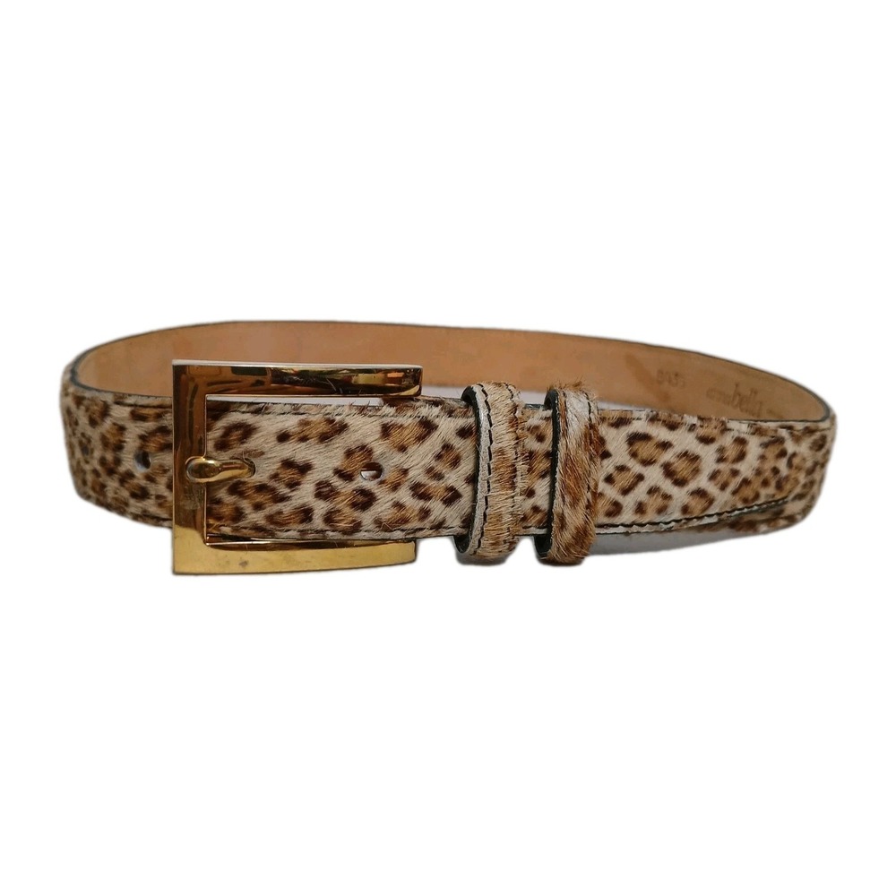 AnnaBella Genuine Leather Belt 8435 Small Leopard Women Calf Hair Solid Brass